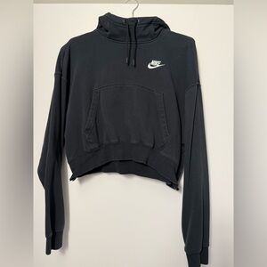 Nike Women's Black Hoodie with White Logo